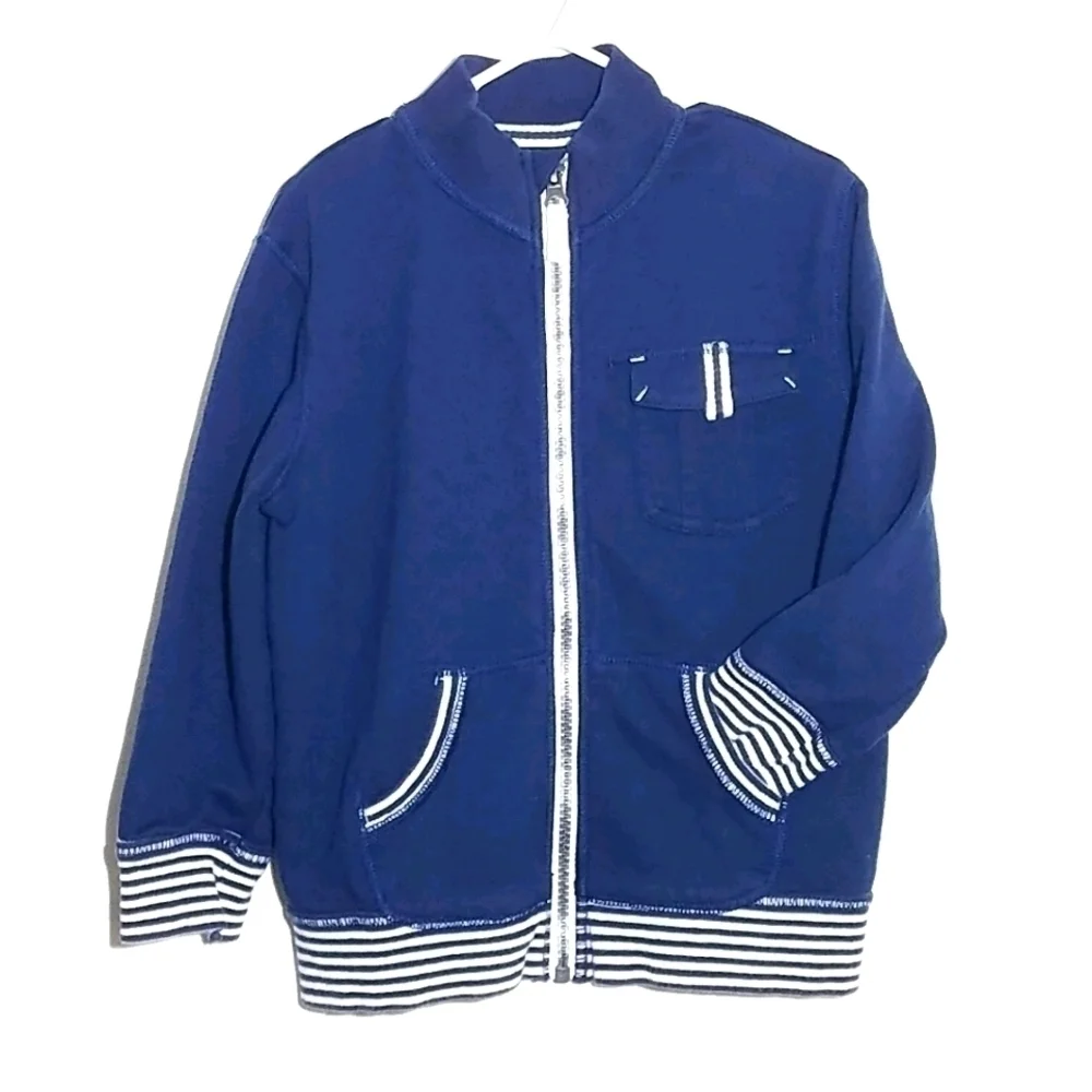 Genuine Kids Oshkosh Navy Stripe Sweater Jacket 4T